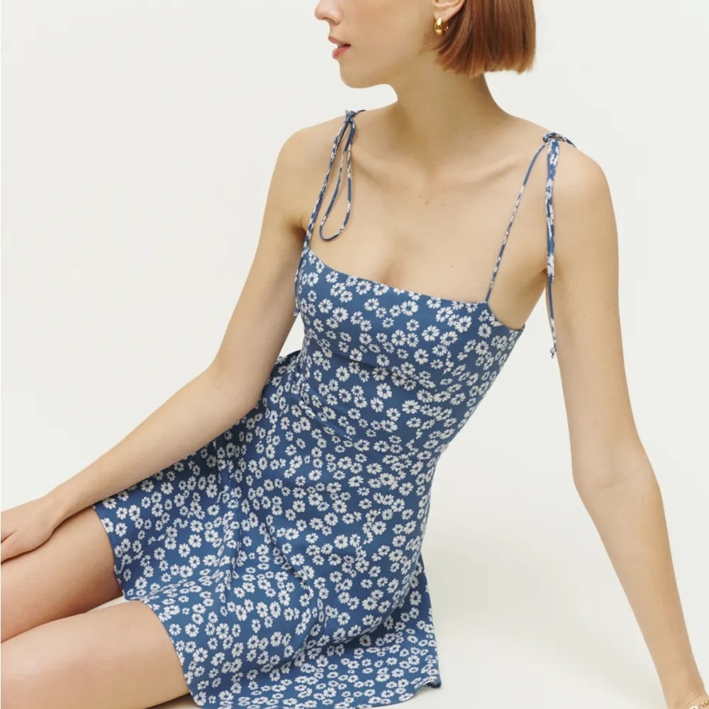Reformation Presley Blue Floral Mini Dress